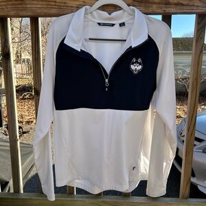 UConn Cutter & Buck White and Navy Quarter Zip